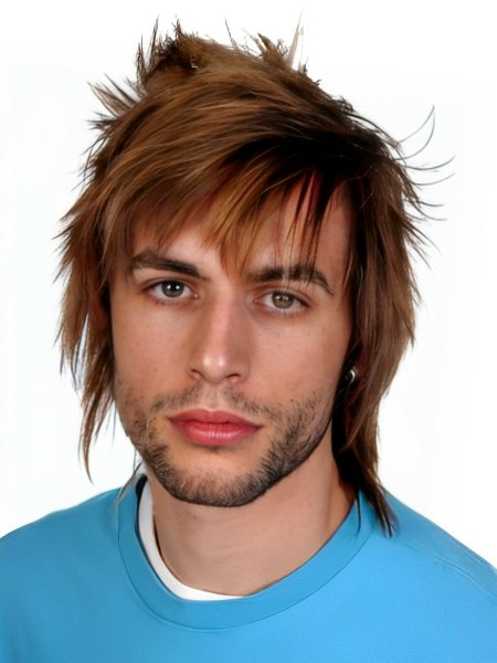 Mens Medium Rough Shag Hairstyle