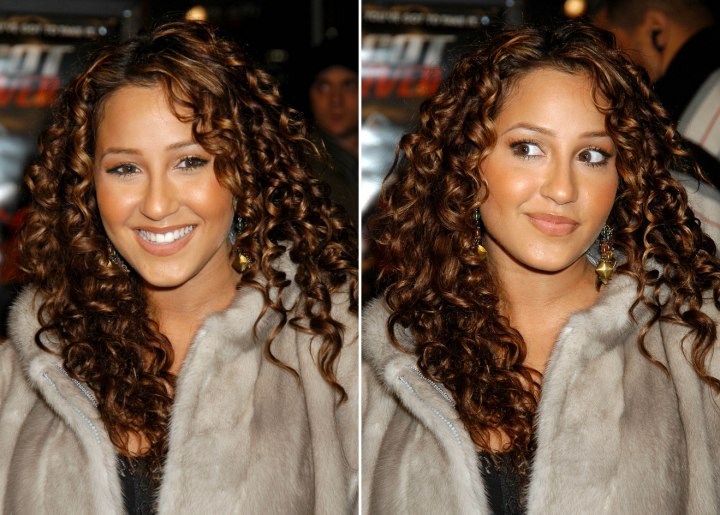 Celebrity Pictures 2012 on Adrienne Bailon With Long Hair Styled Into Spirals   Spiral Perm