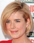 Agyness Deyn with her hair cut into a between the chin and lips bobs