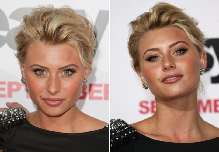 Aly Michalka wearing her hair up in a chignon