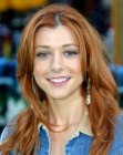 Alyson Hannigan's long red hair in a wash and go hairstyle
