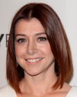 Alyson Hannigan with her hair cut in a long just above the shoulders bob