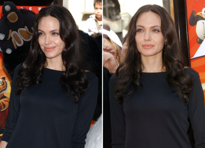 Angelina Jolie wearing her hair long with waves