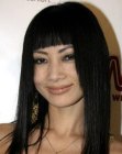 Bai Ling's long face frame hairstyle with blunt bangs