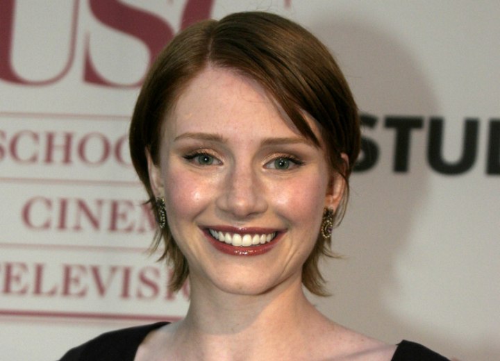 Bryce Dallas Howard with short hair and flips in the back