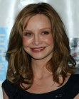 Calista Flockhart with her shoulder length hair styled to flow freely around the face