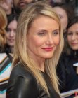 Cameron Diaz wearing her hair long and sleek in a laid back style