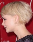 Carey Mulligan's short hairstyle with a close nape section