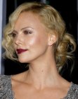 Charlize Theron with her hair up for a 1930s look