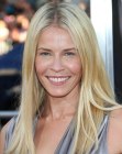 Chelsea Handler's smooth long hair with a parting in the middle of her head