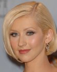 Christina Aguilera sporting a trendy short bob with curved under ends