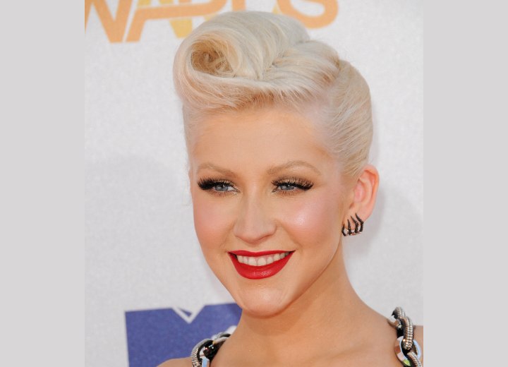 Christina Aguilera wearing her hair smoothed back