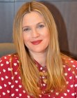 Drew Barrymore's long blonde hair with chiseled layers at the ends