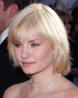 Elisha Cuthbert sporting a back-angled bob that covers her neckline