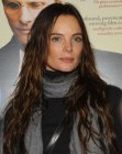 Gabrielle Anwar with her very long hair styled for a wet look