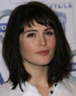 Gemma Arterton's shoulder length hairstyle with short wispy bangs