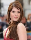 Gemma Arterton with her long wavy hair styled to one side