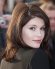 Gemma Arterton's long hair styled to expose her face