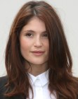Gemma Arterton's long layered hair with styling for volume