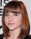 Haley Ramm with her hair in a sleek bob that covers her neckline