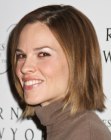 Hilary Swank's hair cut in a bob with textured ends