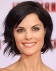 Jaimie Alexander's short above the collar bob with wispy styling