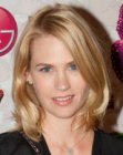 January Jones with her hair in a medium length style with layers and bounce