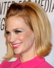 January Jones sporting a mid-length bob with pulled-back bangs