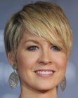 Jenna Elfman sporting a shaggy pixie hairstyle