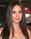 Jennifer Connelly's long and straight hair with angled sides