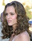 Jennifer Garner with her long hair cut blunt and styled into curls