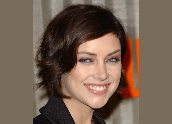 Jessica Stroup wearing a cerefree short hairstyle