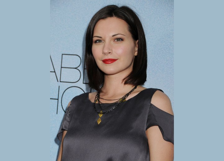 Jill Flint with her hair in a bob that covers her neck