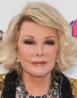 Joan Rivers wearing her hair in a medium length cut and feathered