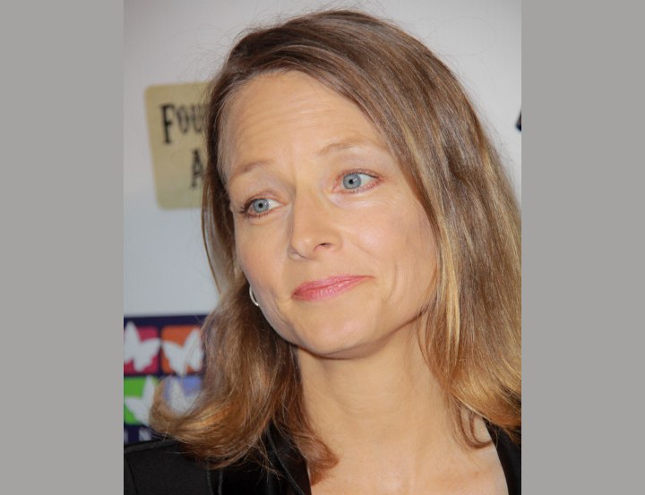 Jodie Foster with shoulder length hair