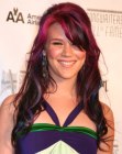 Joss Stone's long hair with colors ranging from pink to blue
