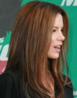 Kate Beckinsale's long same length hair with slightly textured ends