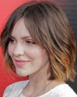 Katharine McPhee's medium length bob with the hair styled away from the face