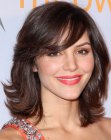 Katharine McPhee with hair that falls at the curve of the shoulder