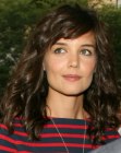 Katie Holmes wearing her hair long with curls