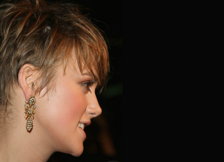 Keira Knightley's hairstyle with bare ears