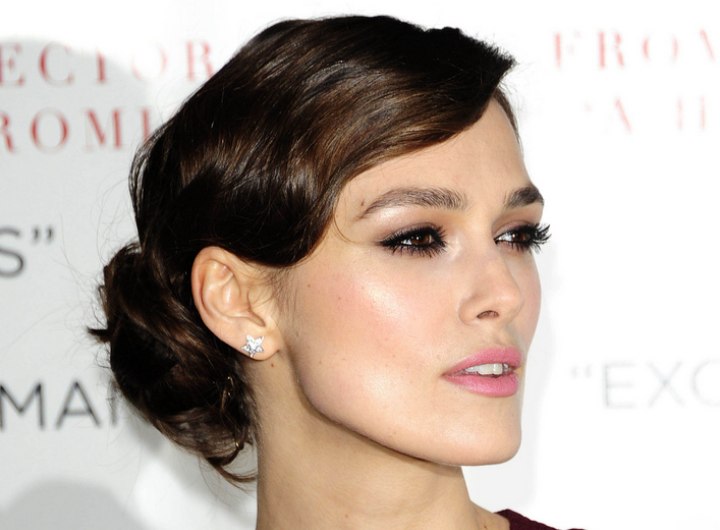 Keira Knightley's hair styled into a loose knot