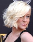 Kellie Pickler with her side swept bob styled with waves for volume