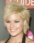 Kim Caldwell with spiked short hair