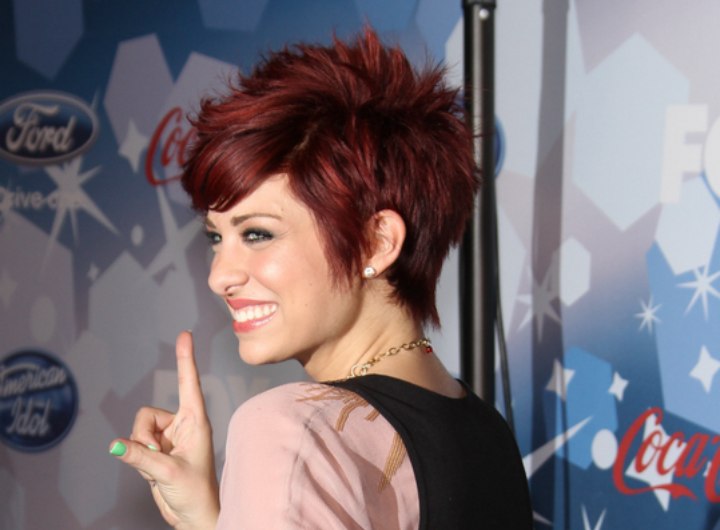 Side view of Lacey Brown's short pixie hairstyle