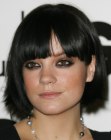Lily Allen's back-angled bob with long bangs