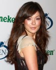 Lindsay Price's long think hair with layers that start around chin level