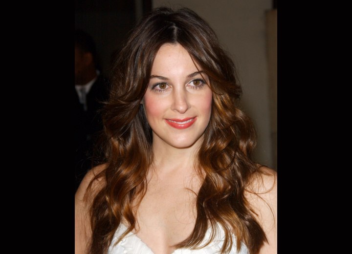 Lindsay Sloane's hairstyle with festive curls