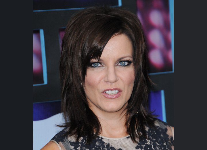 Martina McBride's long layered shag haircut