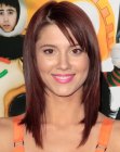 Mary Elizabeth Winstead's long haircut with a slanted cutting line